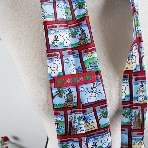Men's Holiday Tie - Holiday - Snowmen - Snowman - Snowwoman - Picture 3 of 7